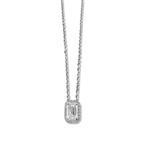 0.50ct Emerald Cut Center Lab-Grown Diamond Halo Necklace in 14k White Gold