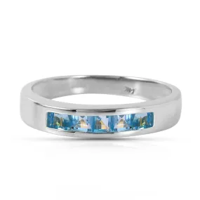 0.6 Carat 14K Solid White Gold Looking Glass Blue Topaz Ring