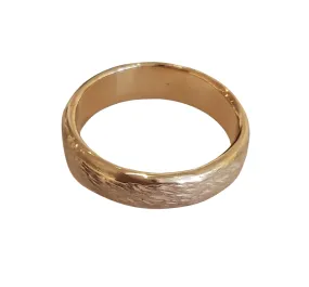 10k Gold Woodgrain Pattern Wedding Band