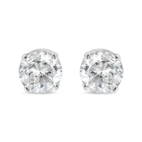 10K White Gold 1/10 Cttw Round Brilliant-Cut Near Colorless Near Colorless Diamond Classic 4-Prong Stud Earrings (I-J Color, SI1-SI2 Clarity)