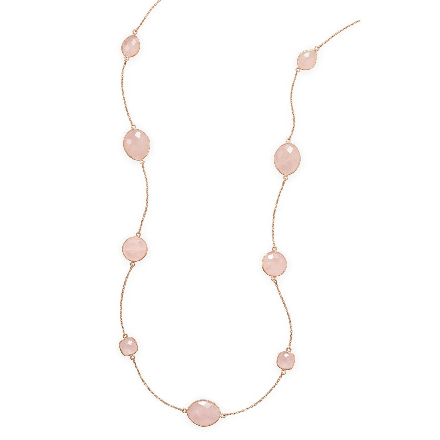 14 Karat Rose Gold Plated Rose Quartz Necklace