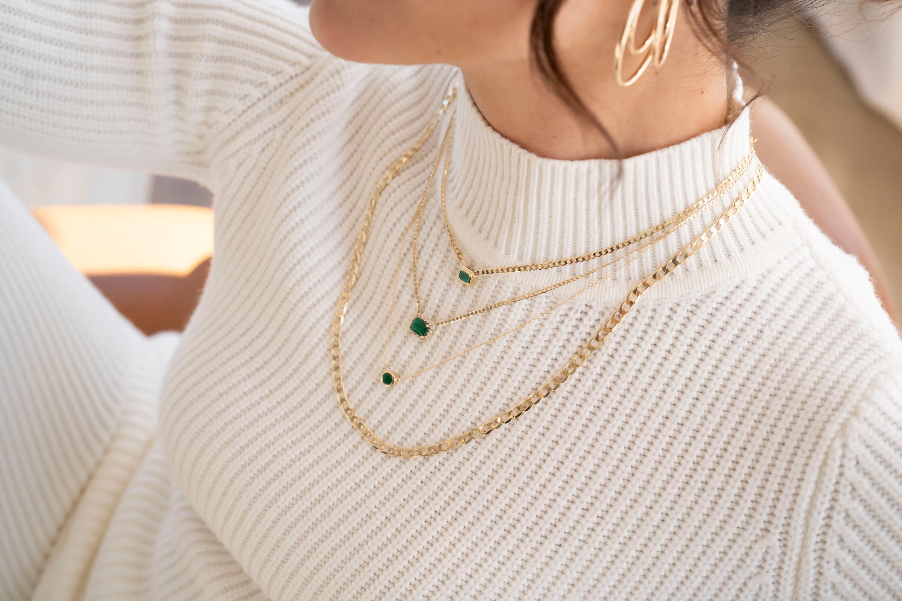 14k Emerald Halo Necklace .25 CTW