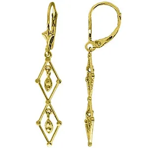 14K Solid Yellow Gold Luminous Chandelier Earrings
