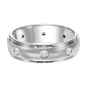 14K White Gold Burnish Set Diamond Band