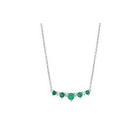 14K White Gold Emerald and Diamond Necklace