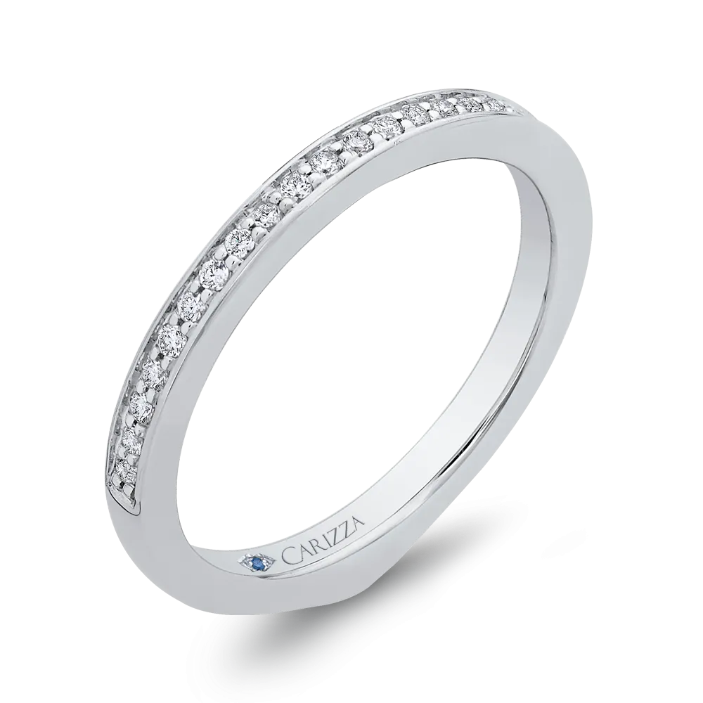 14K White Gold Round Diamond Half Eternity Wedding Band