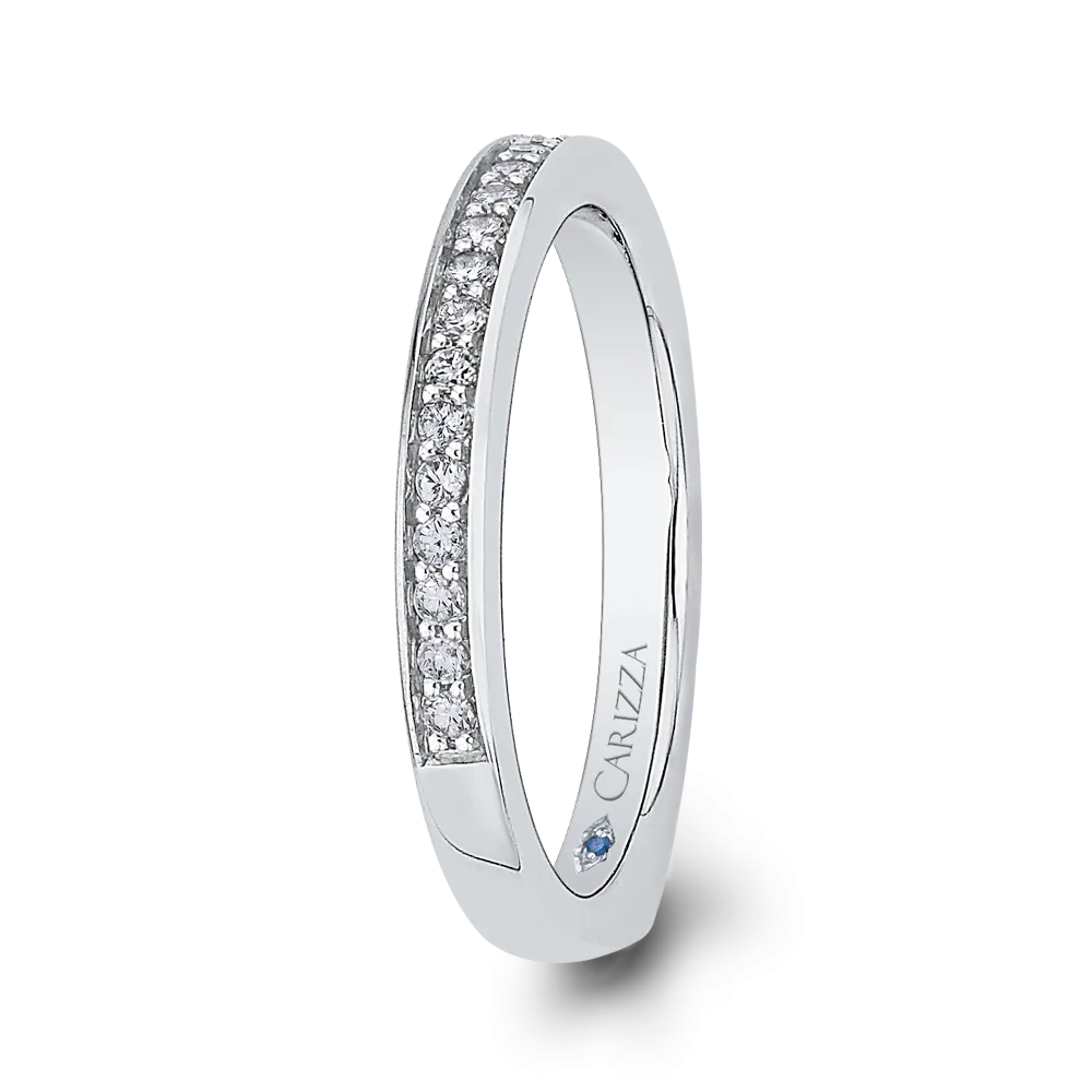 14K White Gold Round Diamond Half Eternity Wedding Band