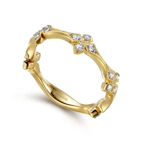 14K Yellow Gold Diamond Floral Station Stackable Ring - LR50891Y45JJ