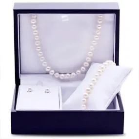 14K Yellow Gold Fresh Water Pearl Wood Box Gift Set
