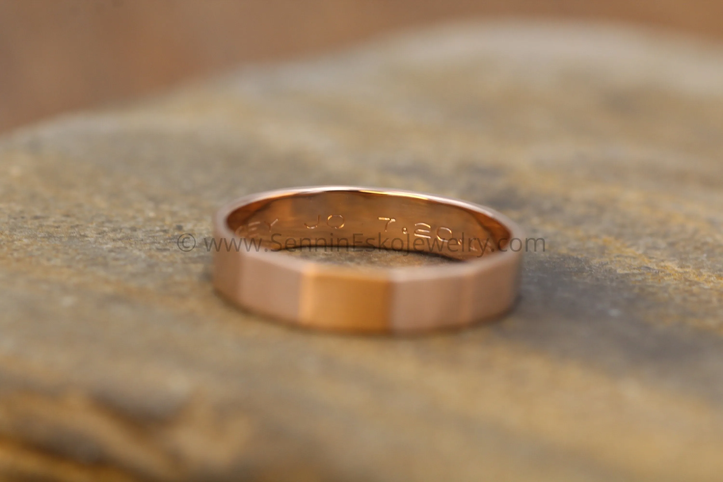 14kt White Gold 4x1mm Faceted Band - Matte Finish