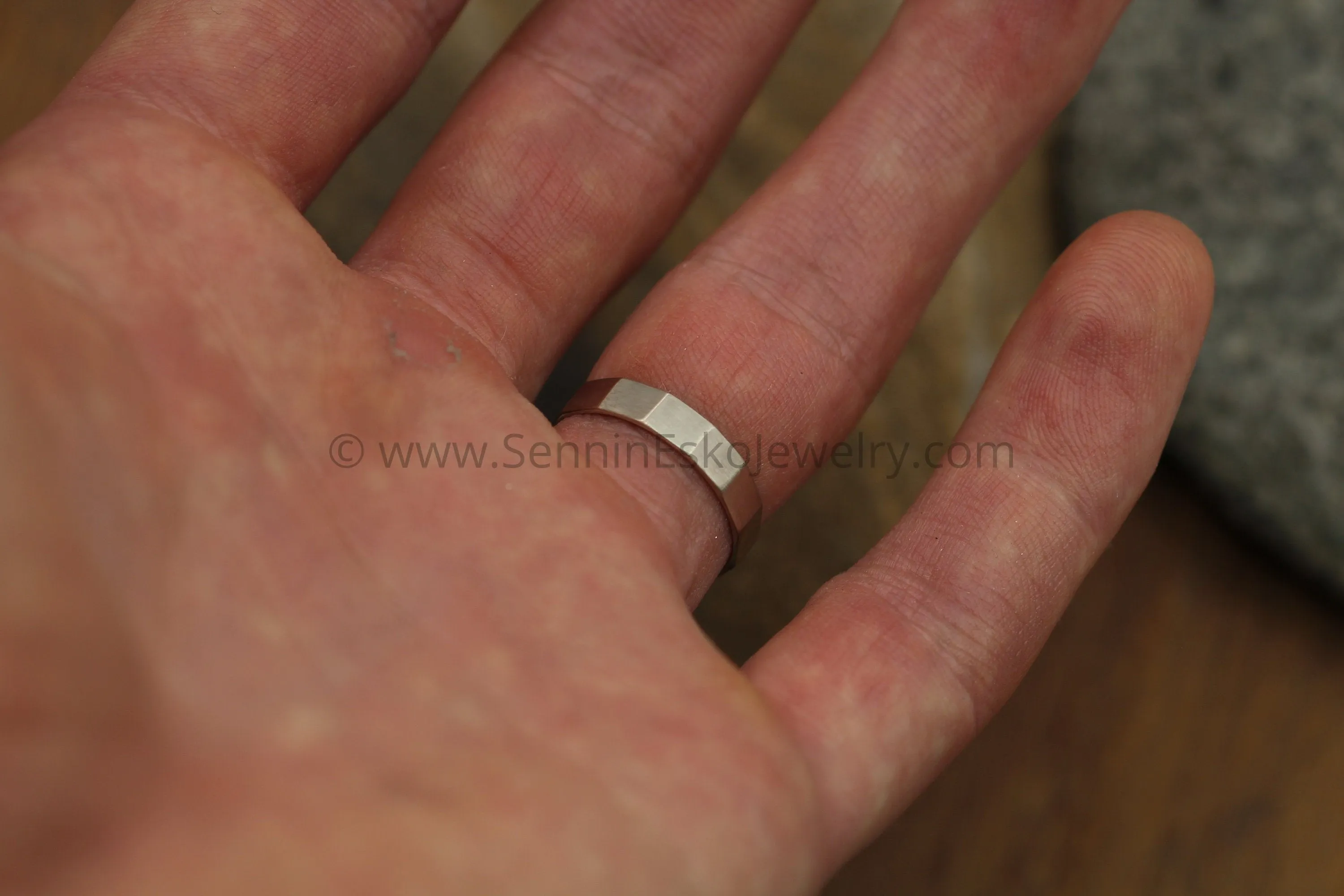 14kt White Gold 4x1mm Faceted Band - Matte Finish