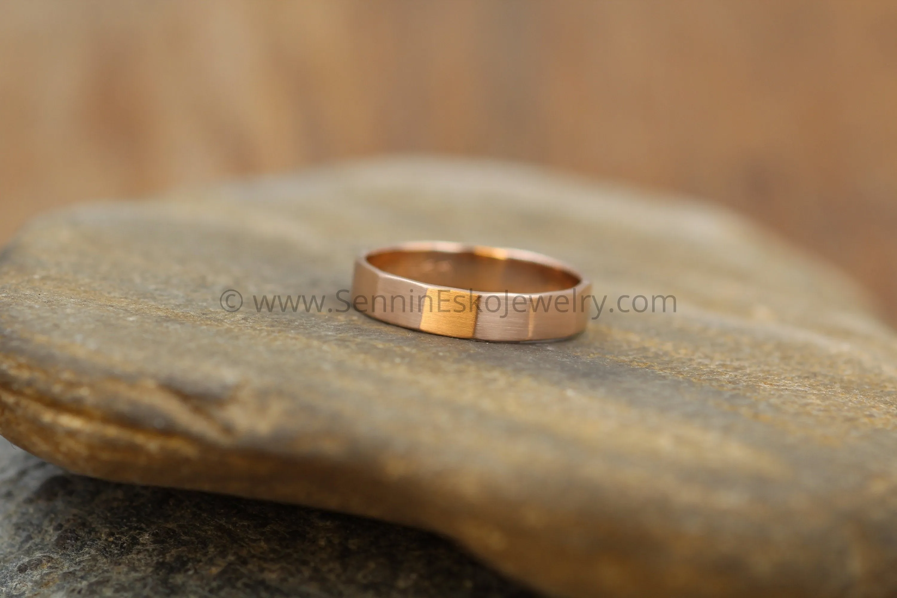 14kt White Gold 4x1mm Faceted Band - Matte Finish