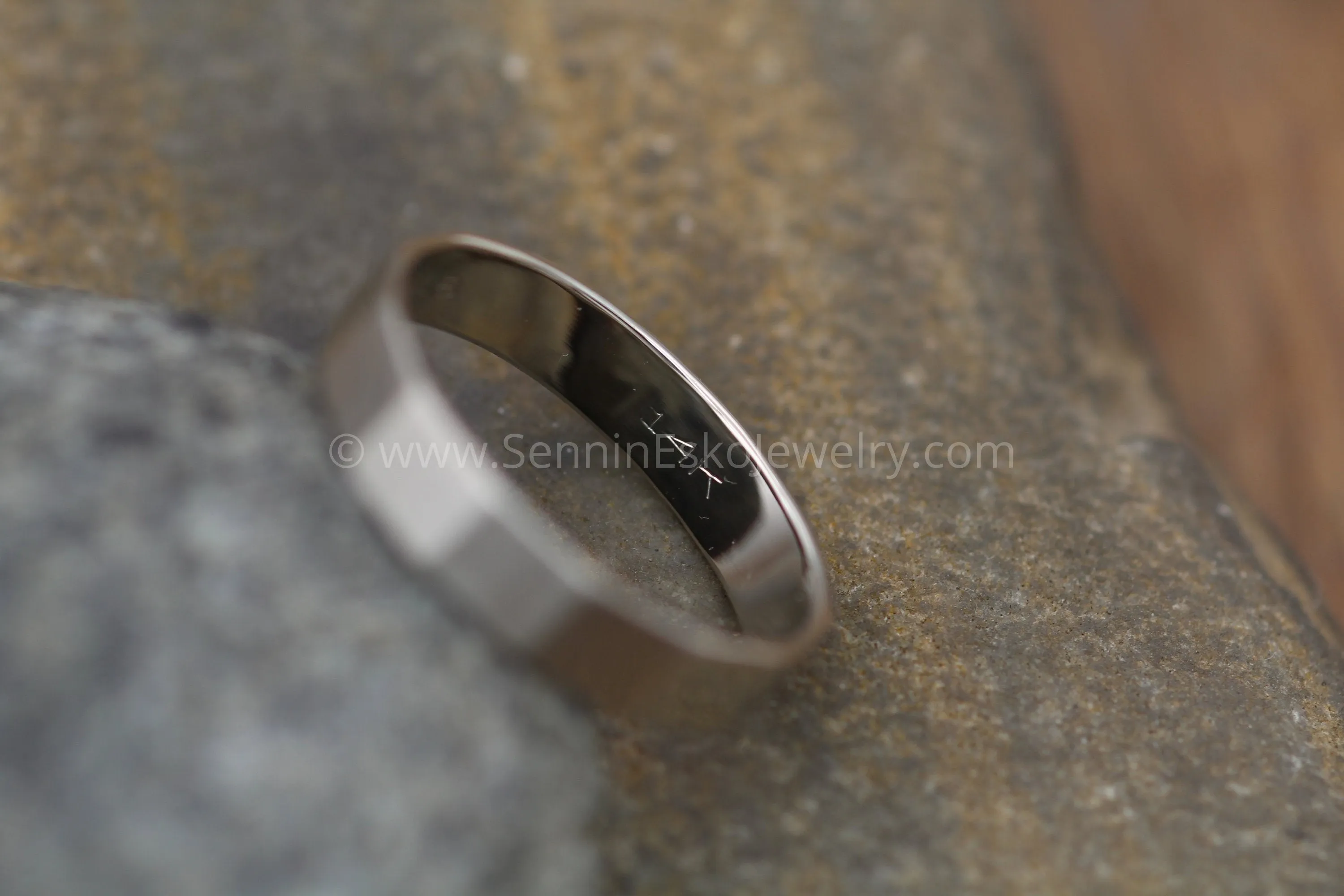 14kt White Gold 4x1mm Faceted Band - Matte Finish