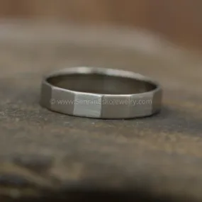 14kt White Gold 4x1mm Faceted Band - Matte Finish