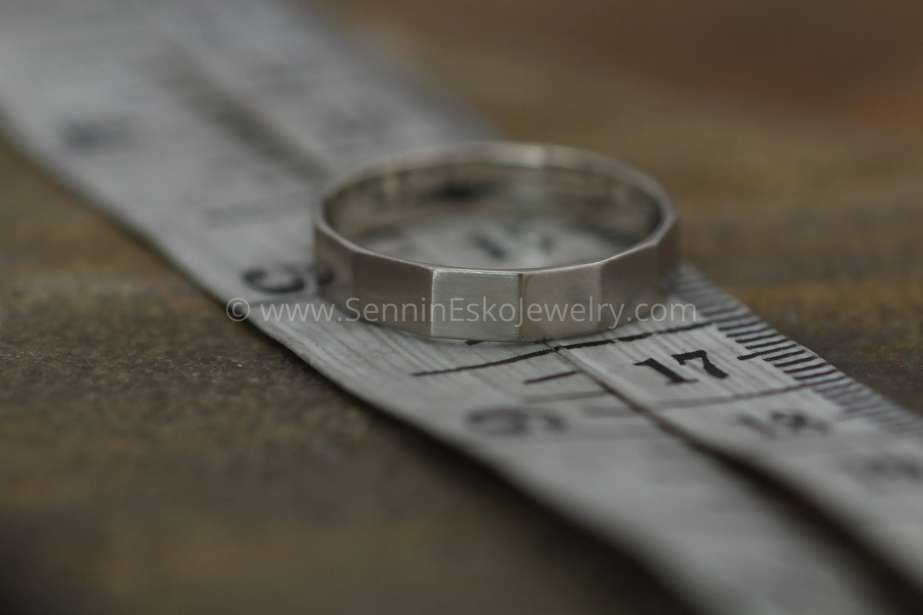 14kt White Gold 4x1mm Faceted Band - Matte Finish
