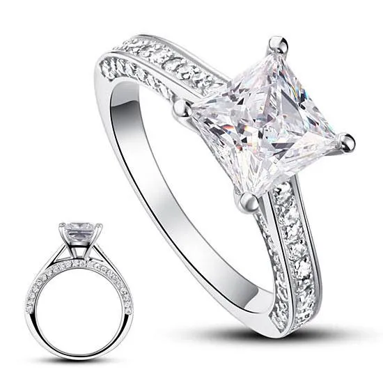 1.5 Carat Princess Cut Simulated Diamond 925 Sterling Silver Wedding Engagement Ring