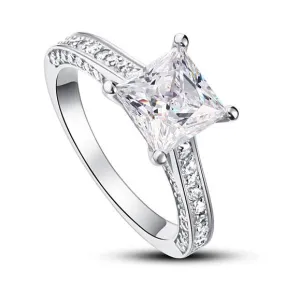 1.5 Carat Princess Cut Simulated Diamond 925 Sterling Silver Wedding Engagement Ring