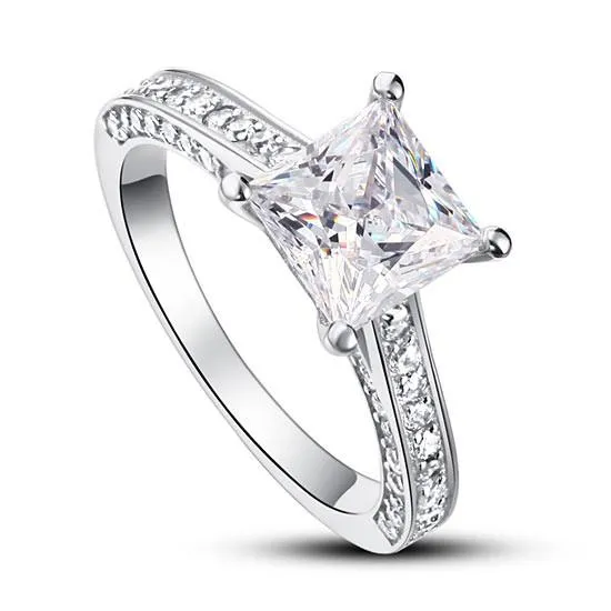 1.5 Carat Princess Cut Simulated Diamond 925 Sterling Silver Wedding Engagement Ring