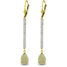 1.64 Carat 14K Solid Yellow Gold Earrings Diamond Opal