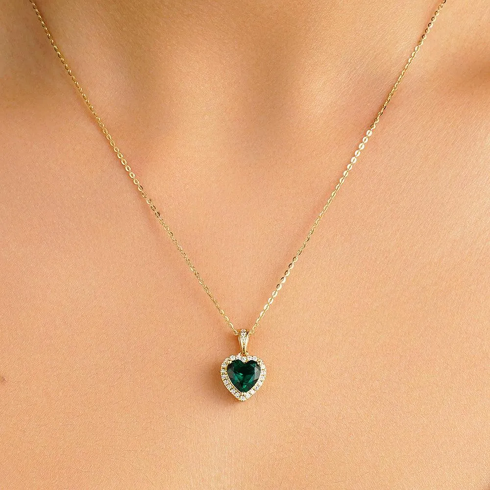 1.68 CT. Heart Emerald and White Sapphire Pendant
