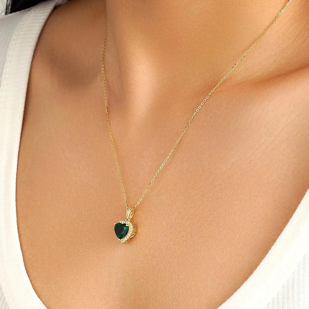 1.68 CT. Heart Emerald and White Sapphire Pendant