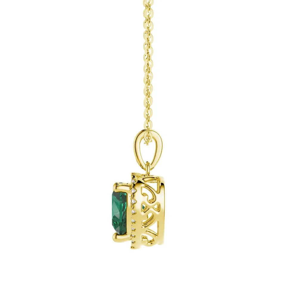 1.68 CT. Heart Emerald and White Sapphire Pendant