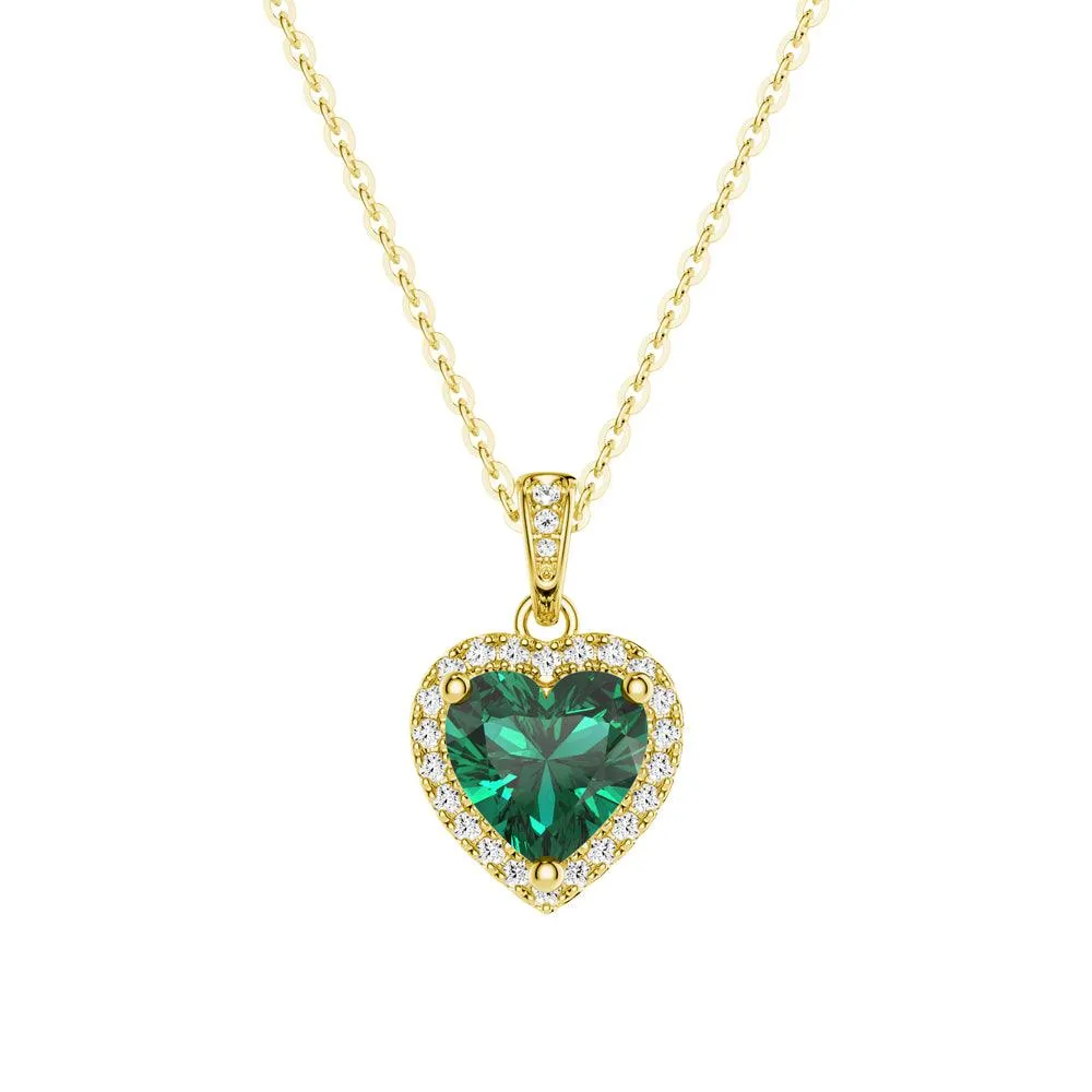 1.68 CT. Heart Emerald and White Sapphire Pendant
