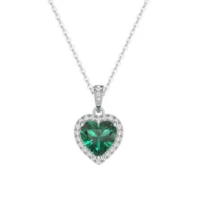 1.68 CT. Heart Emerald and White Sapphire Pendant