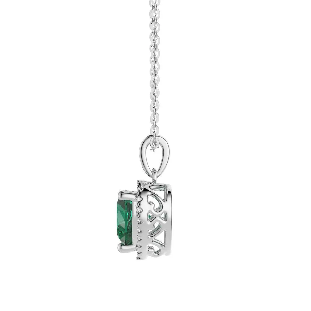 1.68 CT. Heart Emerald and White Sapphire Pendant