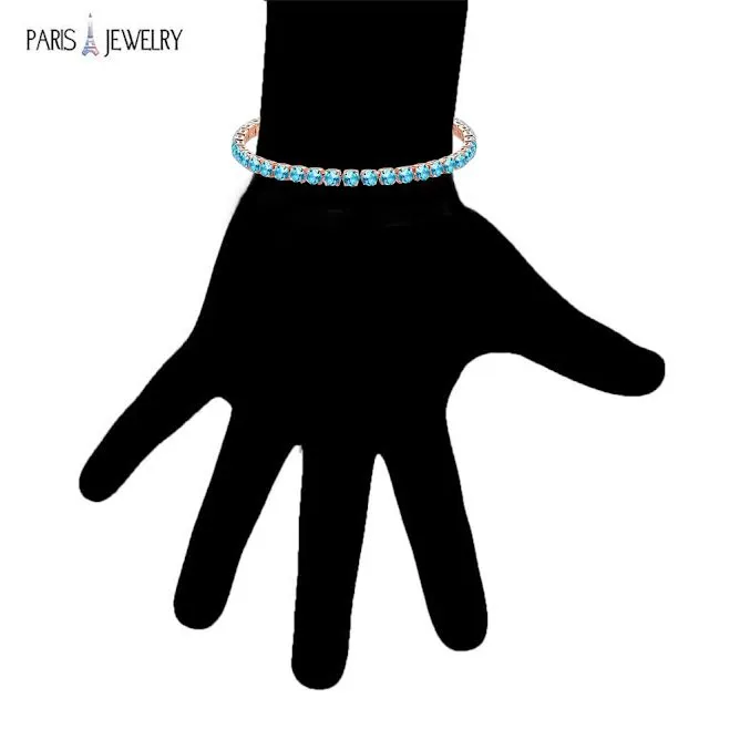 18k Rose Gold 6 Cttw Created Blue Topaz Round Adjustable Tennis Plated Bracelet