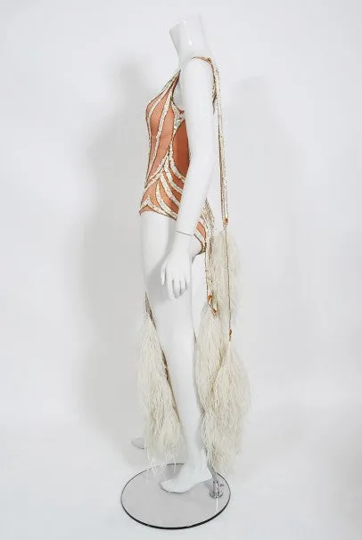 1978 Bob Mackie for Mitzi Gaynor Documented Sequin Feather Dance Costume