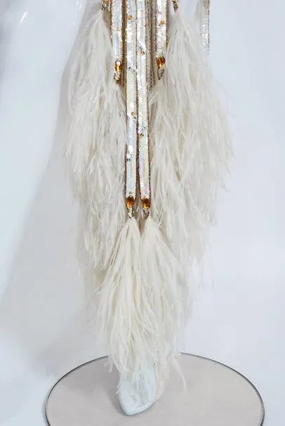 1978 Bob Mackie for Mitzi Gaynor Documented Sequin Feather Dance Costume