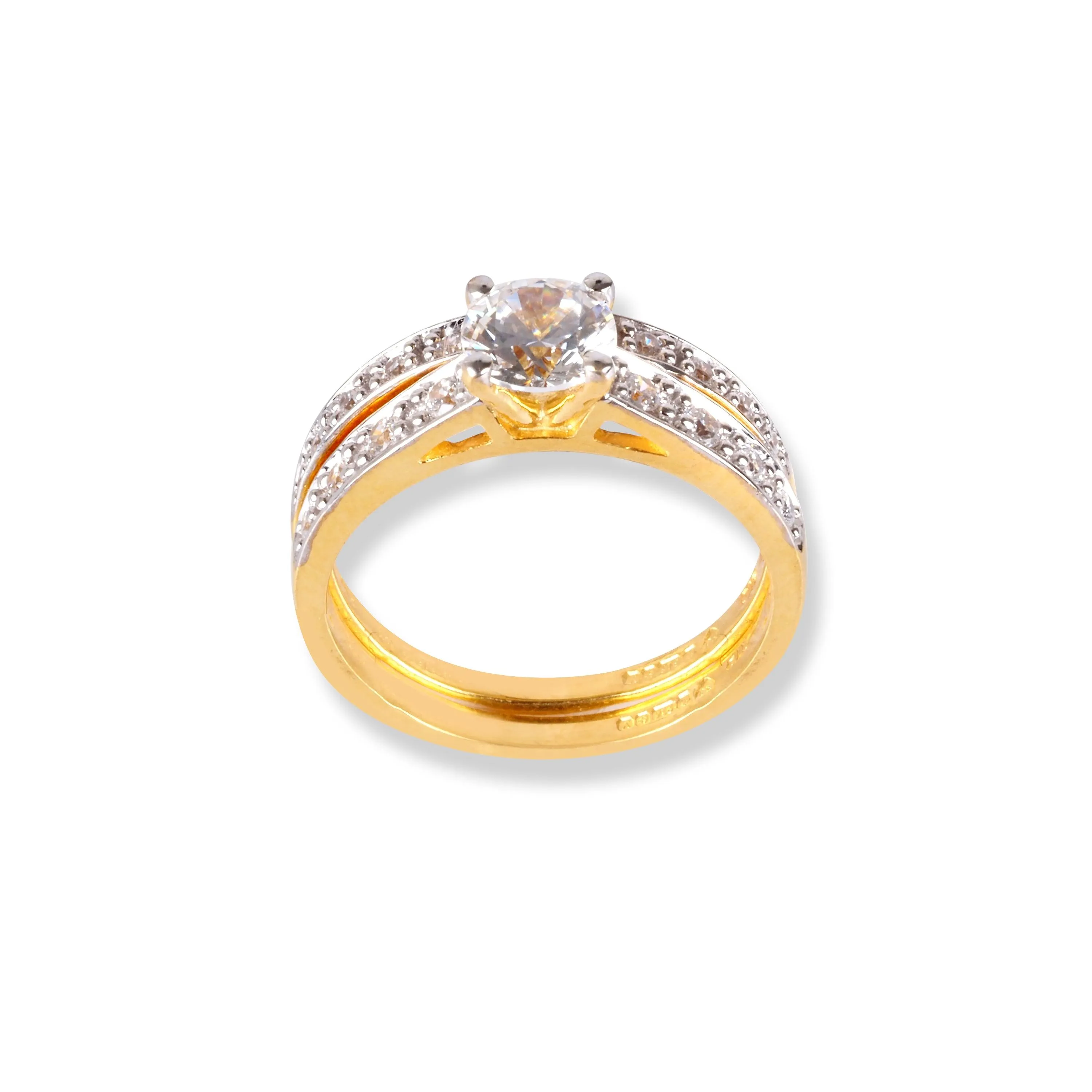 22ct Gold Engagement Ring and Wedding Band Set with Swarovski Zirconia Stones LR-6632
