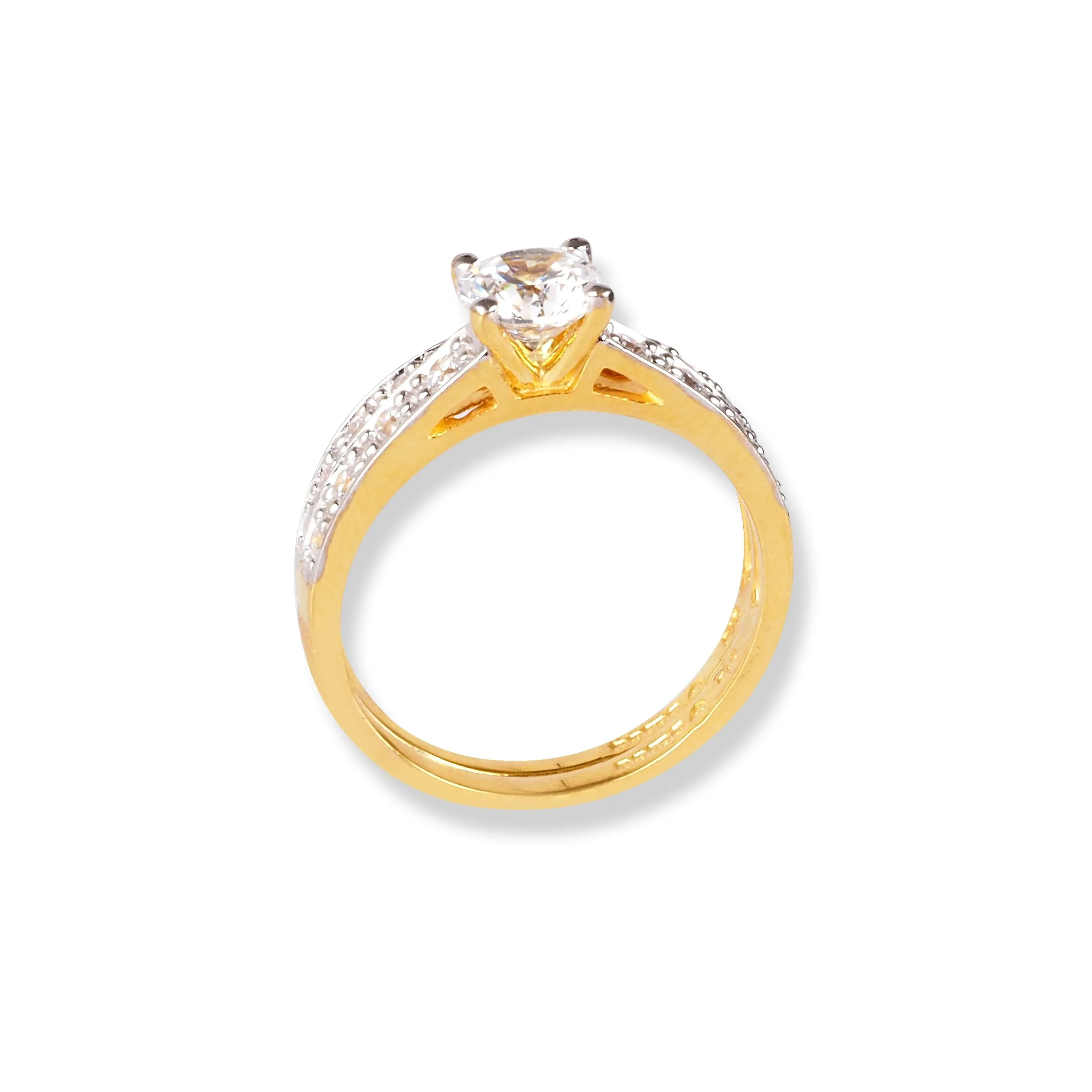 22ct Gold Engagement Ring and Wedding Band Set with Swarovski Zirconia Stones LR-6632