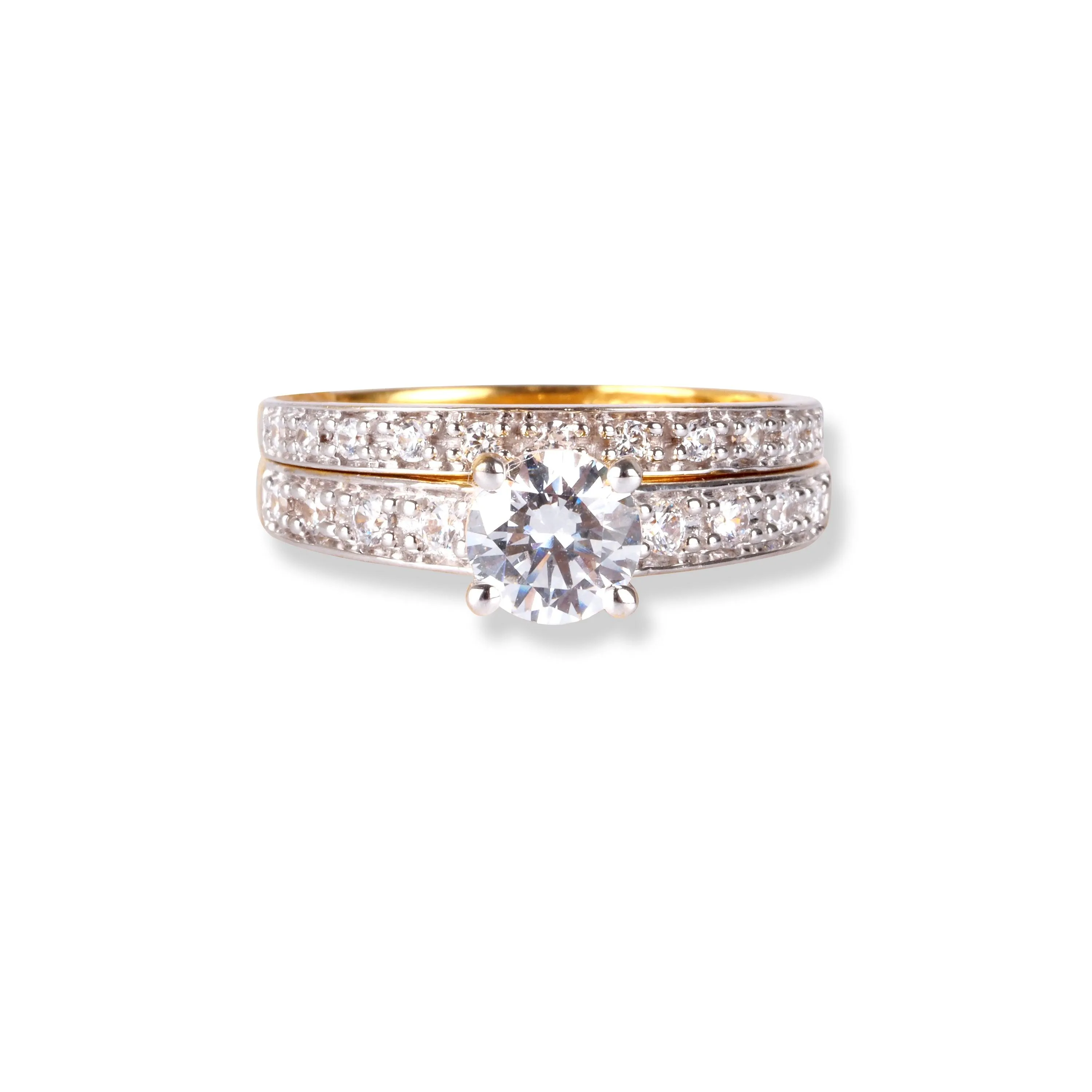22ct Gold Engagement Ring and Wedding Band Set with Swarovski Zirconia Stones LR-6632