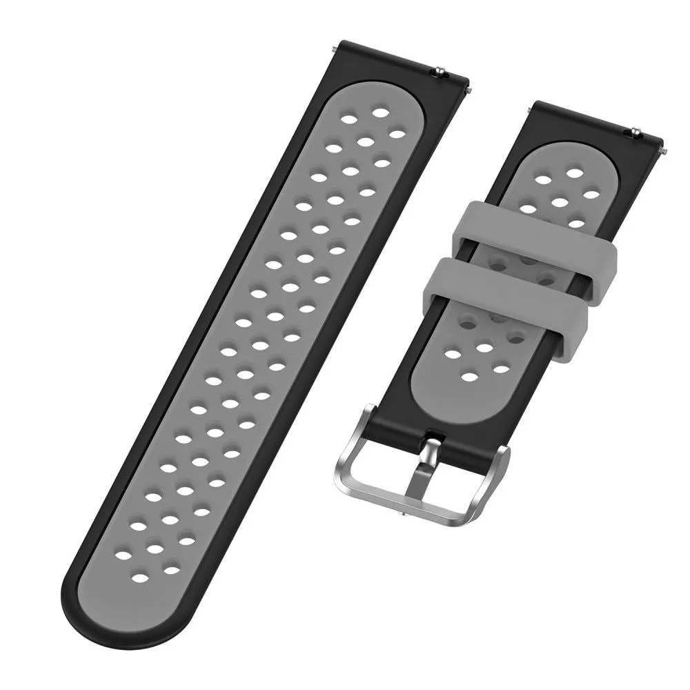 22mm Universal dual color silicone watch strap - Black / Grey