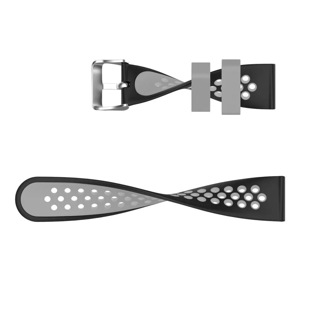 22mm Universal dual color silicone watch strap - Black / Grey