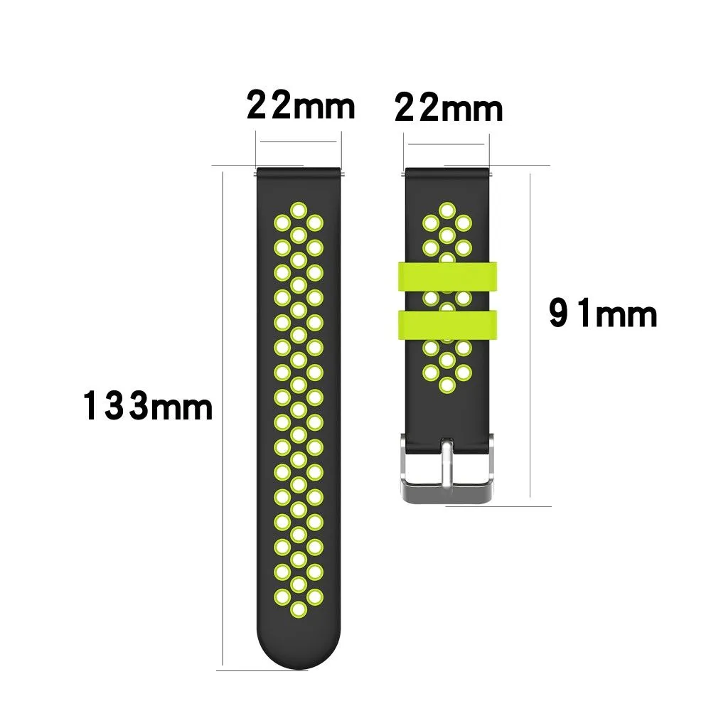 22mm Universal dual color silicone watch strap - Black / Grey