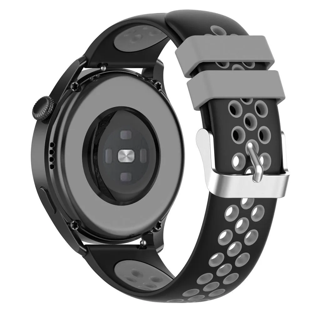 22mm Universal dual color silicone watch strap - Black / Grey