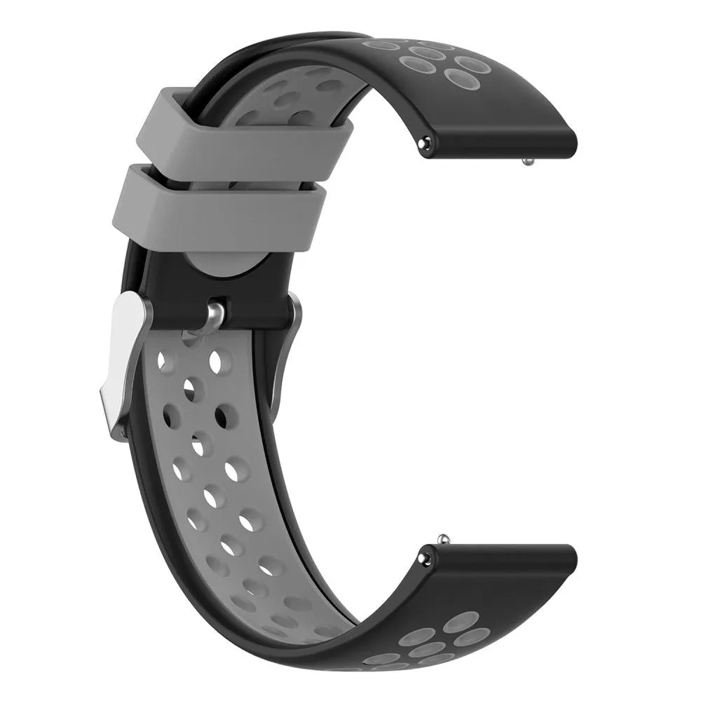 22mm Universal dual color silicone watch strap - Black / Grey