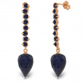29.2 Carat 14K Solid Rose Gold Drop Briolette Sapphire Earrings