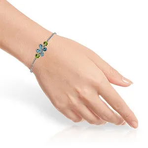 3.15 Carat 14K Solid White Gold Bracelet Blue Topaz Peridot