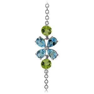 3.15 Carat 14K Solid White Gold Bracelet Blue Topaz Peridot