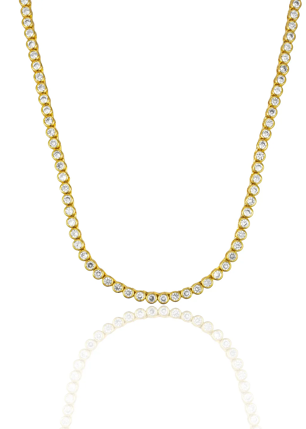 4mm Round Bezel Tennis Necklace / Bracelet with Cubic Zirconia Stones (H99)(I448)