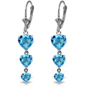 6 Carat 14K Solid Yellow Gold Kind Wind Blows Blue Topaz Earrings