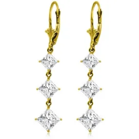 6.79 Carat 14K Solid Yellow Gold Cubic Zirconia Leverback Chandelier Earrings