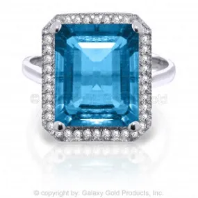 7.8 Carat 14K Solid White Gold Return My Heart Blue Topaz Diamond Ring