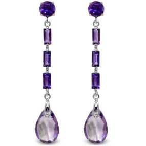 8.6 Carat 14K Solid White Gold Mend My Heart Amethyst Earrings