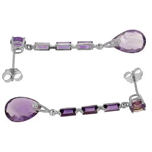 8.6 Carat 14K Solid White Gold Mend My Heart Amethyst Earrings