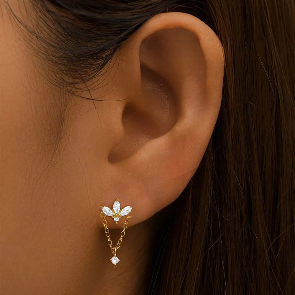 925 Silver Gold Horse Eye Flat Earrings
